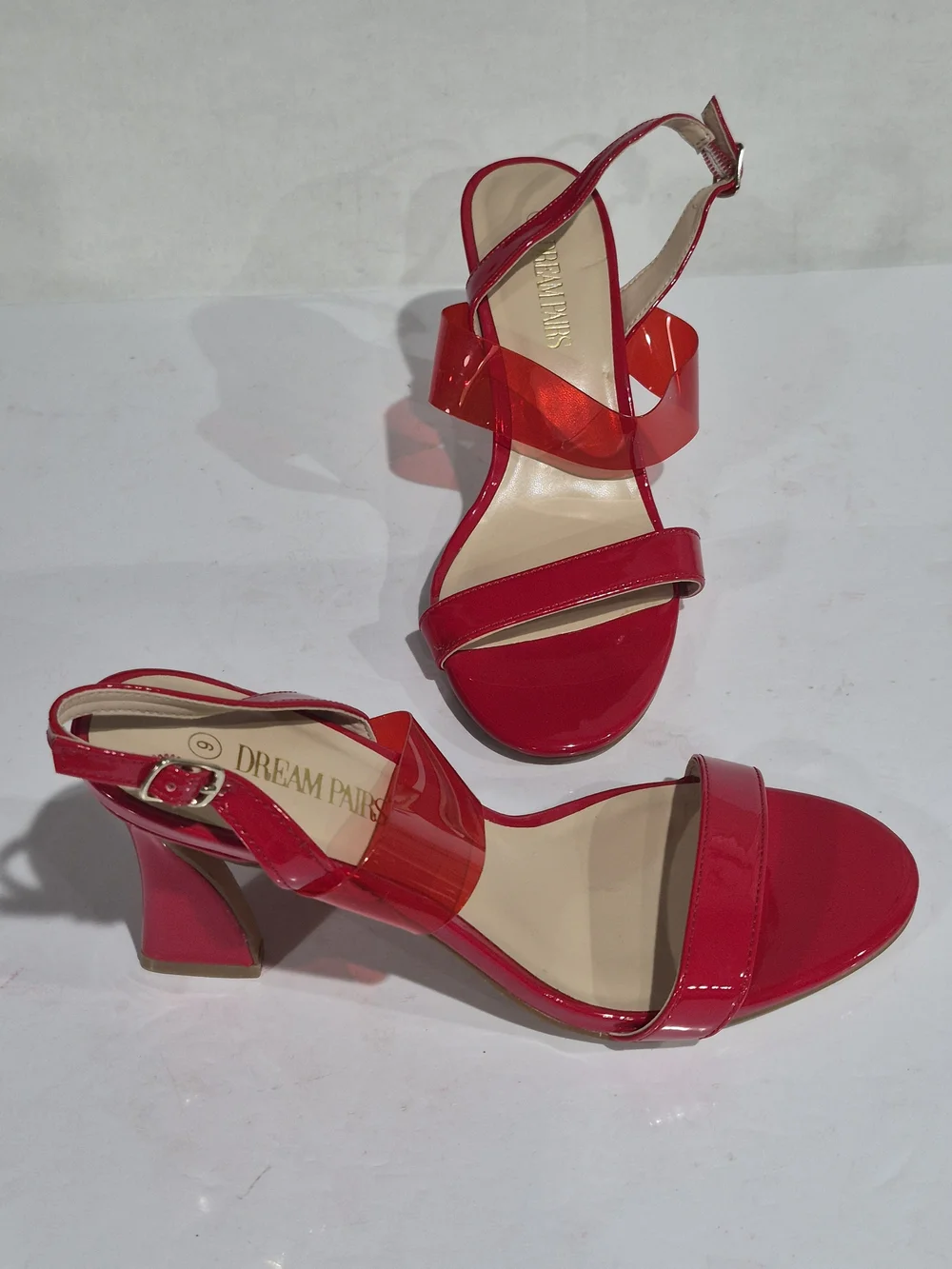 Dream Pairs Red Slingback Sandals with Clear Strap - Size 9 - Picture 12 of 13